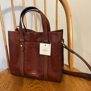 Fossil Kingston satchel bag in medium brown color NWT